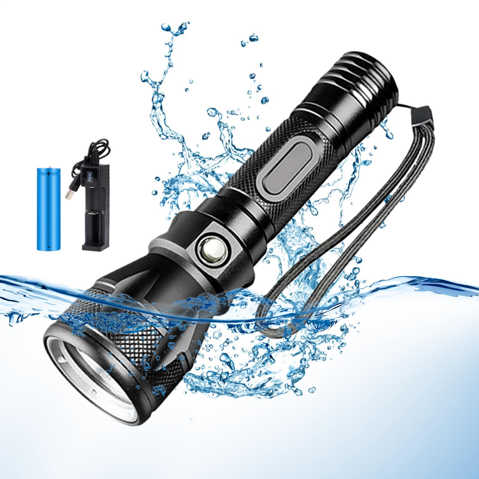 Underwater Flashlight - Lanterna de Mergulho LED Recarregável à